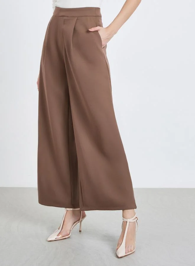 Styli Women Brown Wide Leg Trousers